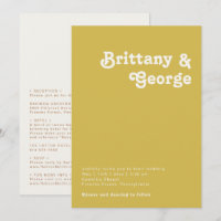 Retro Beach | Gold All In One Wedding Invitation