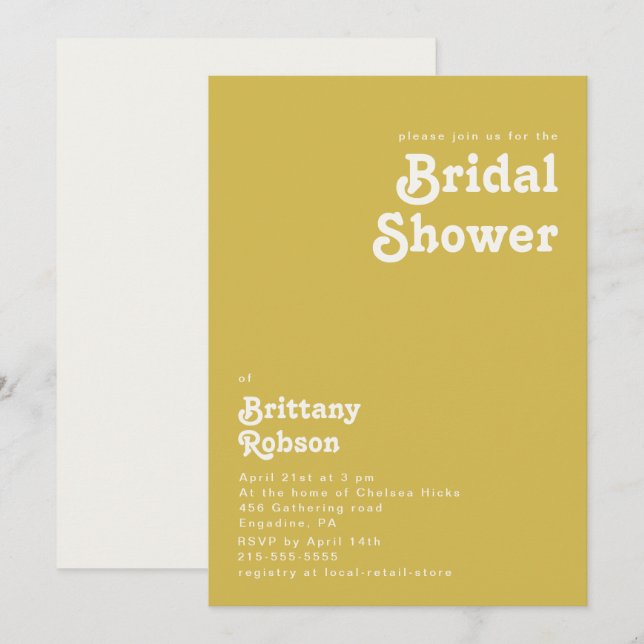 Retro Beach | Gold Bridal Shower Invitation (Front/Back)