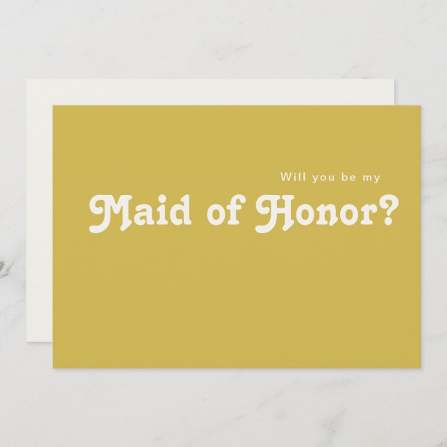 Retro Beach | Gold Maid Of Honour Proposal Card (Front/Back)