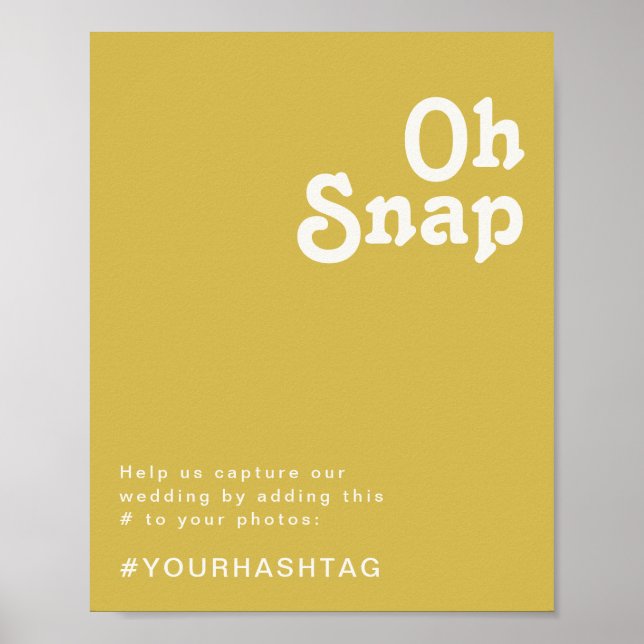 Retro Beach | Gold Oh Snap Hashtag Sign (Front)