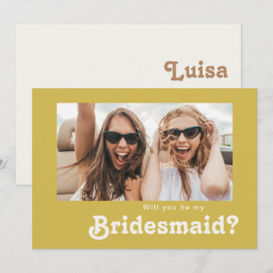 Retro Beach   Gold Photo Bridesmaid Proposal Card