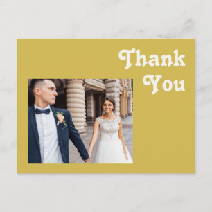 Retro Beach   Gold Photo Wedding Thank You Postcard