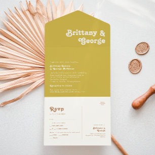 Retro Beach   Gold Seal and Send All In One Invita All In One Invitation