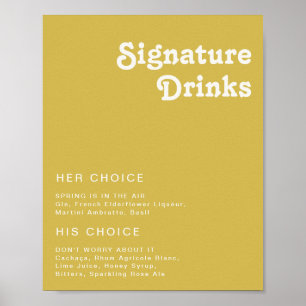 Retro Beach   Gold Signature Drinks Sign