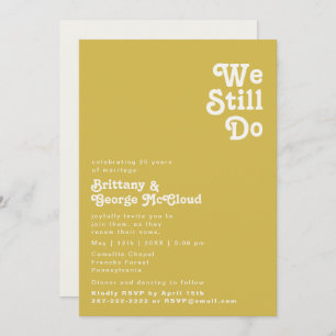 Retro Beach   Gold We Still Do Vow Renewal Invitation
