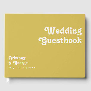 Retro Beach   Gold Wedding Guestbook
