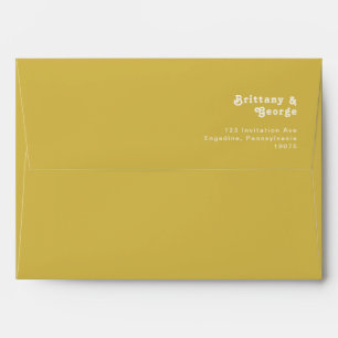Retro Beach   Gold Wedding Invitation Envelope