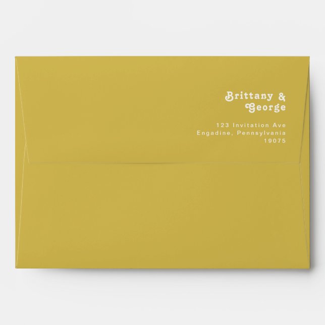 Retro Beach | Gold Wedding Invitation Envelope (Back (Top Flap))