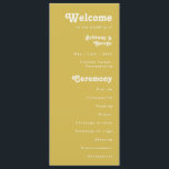 Retro Beach | Gold Wedding Program Programme<br><div class="desc">This retro beach | gold wedding program is perfect for your simple vintage, colourful tropical boho summer wedding. Its unique bohemian mid-century font gives this design a classic minimalist groovy hippie vibe. Suppose you're looking for a design that features bright, rustic coastal ocean colours for your creative 70's destination beach...</div>