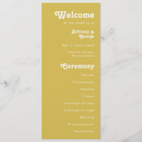 Retro Beach | Gold Wedding Program