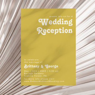 Retro Beach   Gold Wedding Reception Invitation