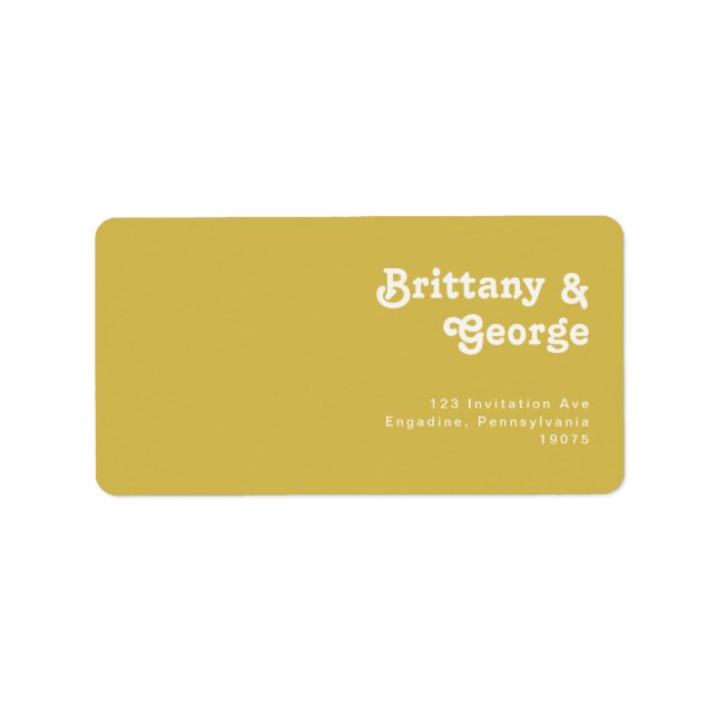 Retro Beach | Gold Wedding RSVP Return Address Label (Front)