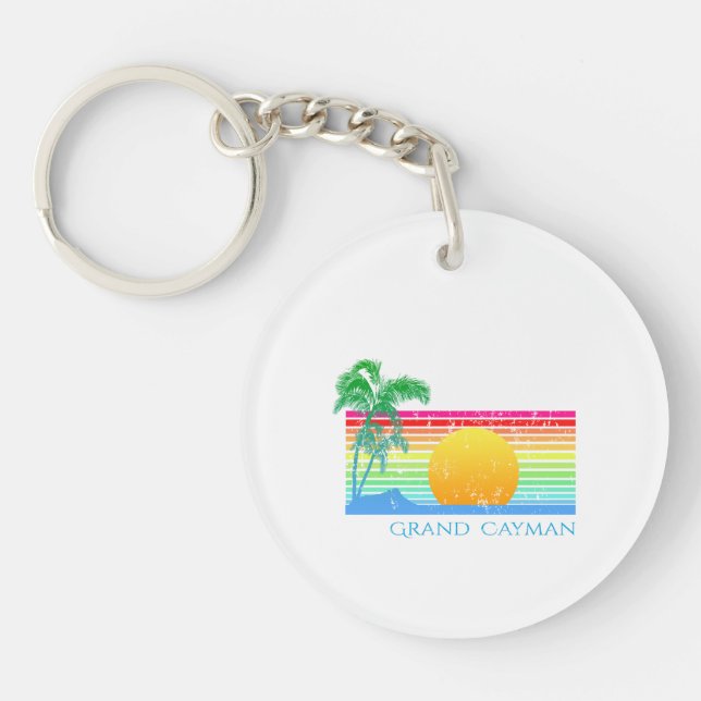 Retro Beach Grand Cayman Key Ring (Front)