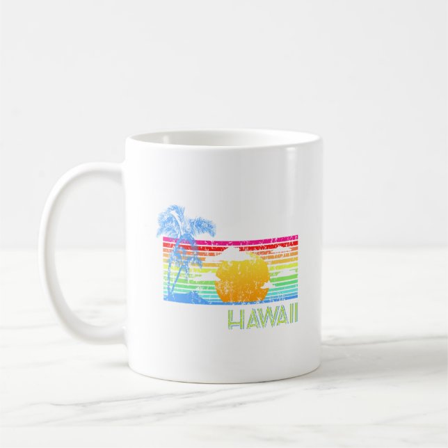 Retro Beach Hawaii Sunset Coffee Mug (Left)