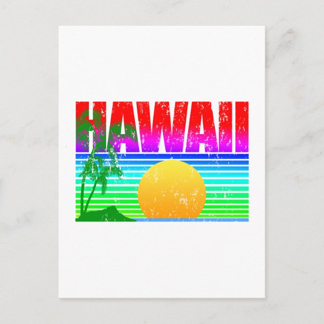 Retro Beach Hawaii Sunset Postcard (Front)