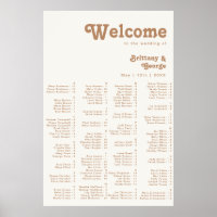 Retro Beach | Ivory Alphabetical Seating Poster