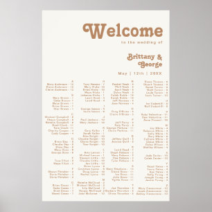 Retro Beach Ivory Alphabetical Seating Poster