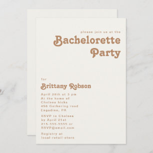 Retro Beach   Ivory Bachelorette Party Invitation