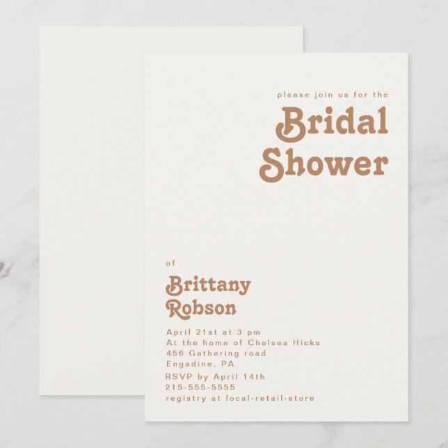 Retro Beach | Ivory Bridal Shower Invitation (Front/Back)