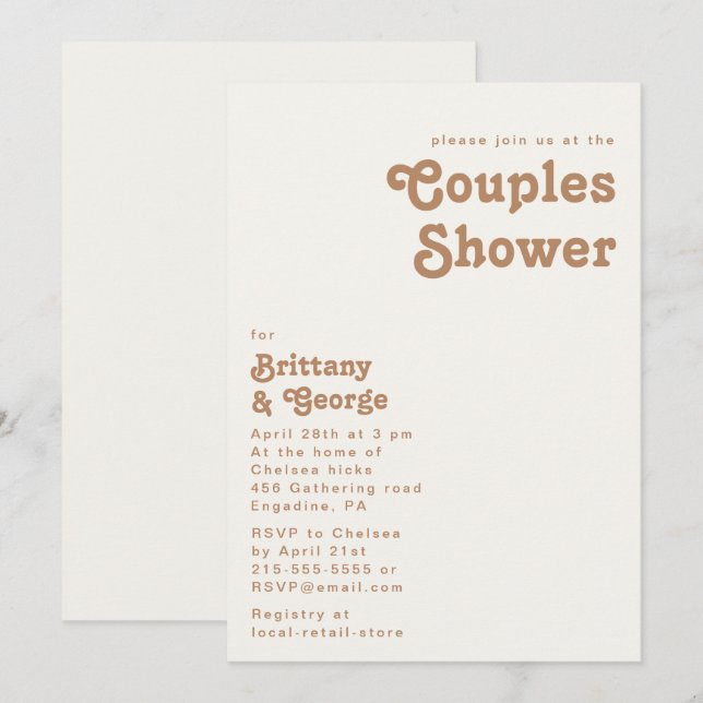 Retro Beach | Ivory Couples Shower Invitation (Front/Back)