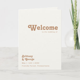 Retro Beach Ivory Folded Wedding Program Programme