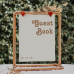 Retro Beach | Ivory Guest Book Sign<br><div class="desc">This retro beach | ivory guest book sign is perfect for your simple vintage, colourful tropical boho summer wedding. Its unique bohemian mid-century font gives this design a classic minimalist groovy hippie vibe. Suppose you're looking for a design that features bright, rustic coastal ocean colours for your creative 70's destination...</div>