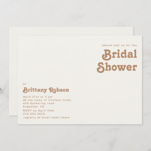 Retro Beach   Ivory Horizontal Bridal Shower Invitation