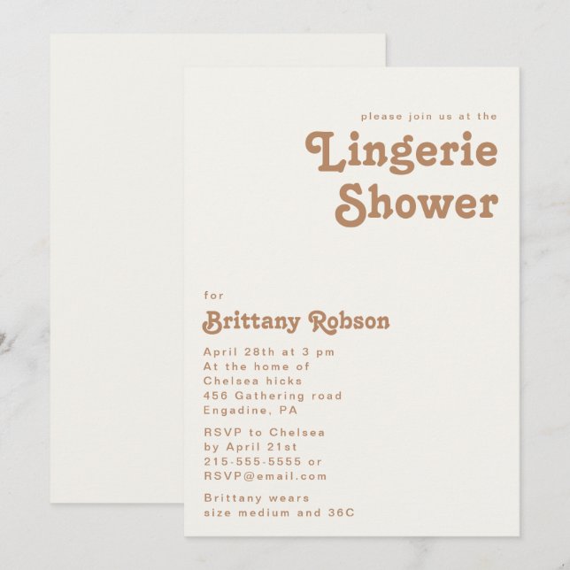 Retro Beach | Ivory Lingerie Shower Invitation (Front/Back)