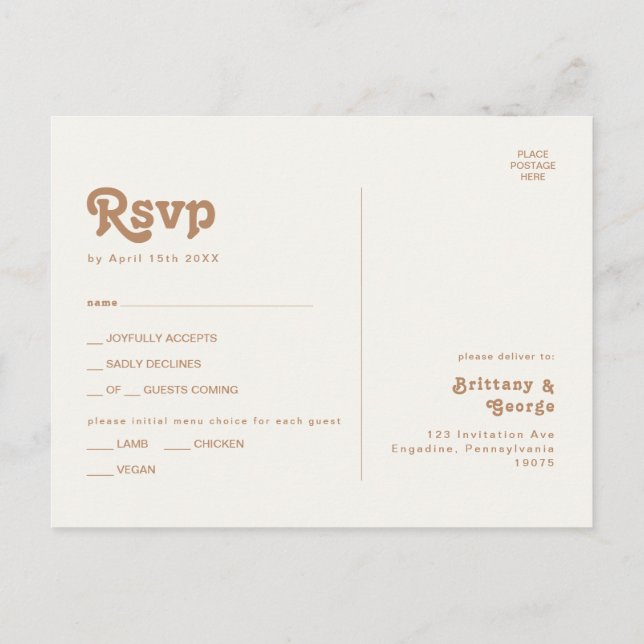 Retro Beach | Ivory Menu Choice RSVP Postcard (Back)
