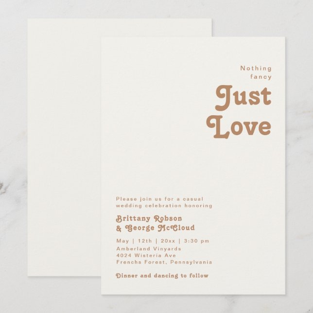 Retro Beach | Ivory Nothing Fancy Wedding Invitation (Front/Back)