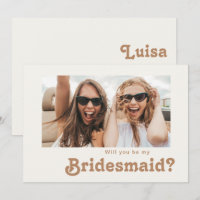 Retro Beach | Ivory Photo Bridesmaid Proposal Card