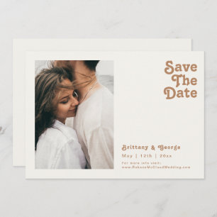 Retro Beach   Ivory Photo Horizontal Save The Date