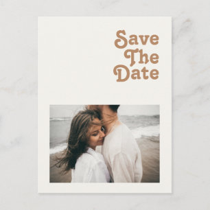 Retro Beach Ivory Photo Save The Date Invitation Postcard