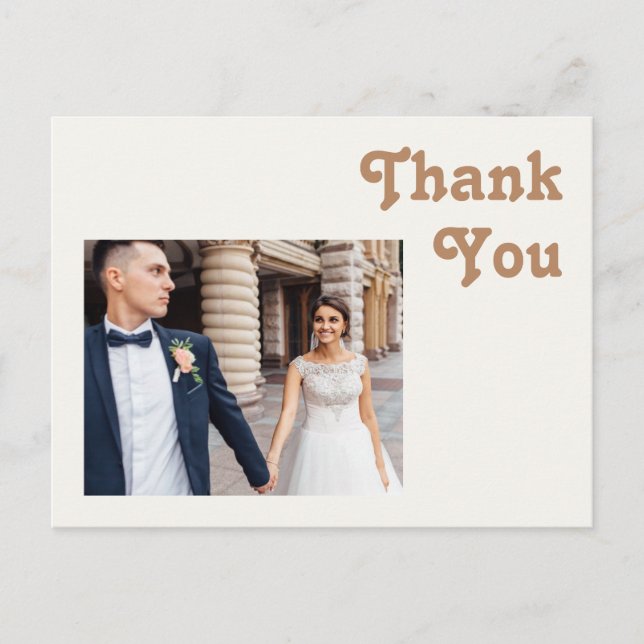 Retro Beach | Ivory Photo Wedding Thank You Postcard (Front)
