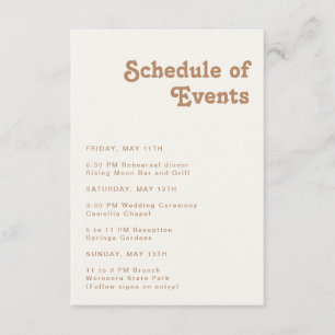 Retro Beach Ivory Schedule of Events Enclosure Card