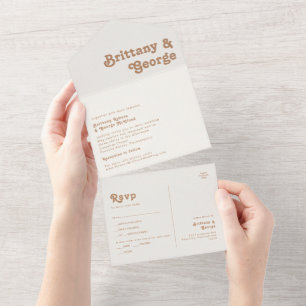 Retro Beach   Ivory Seal and Send All In One Invitation
