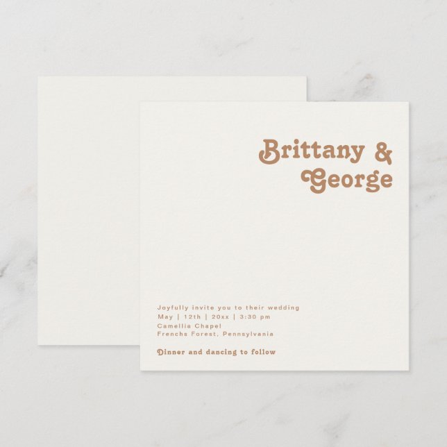 Retro Beach | Ivory Square Wedding Invitation (Front/Back)