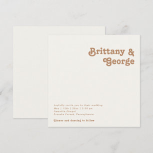 Retro Beach   Ivory Square Wedding Invitation