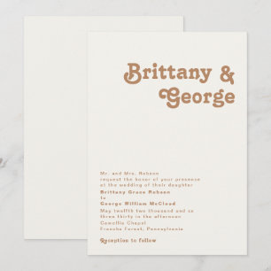 Retro Beach   Ivory Traditional Wedding Invitation