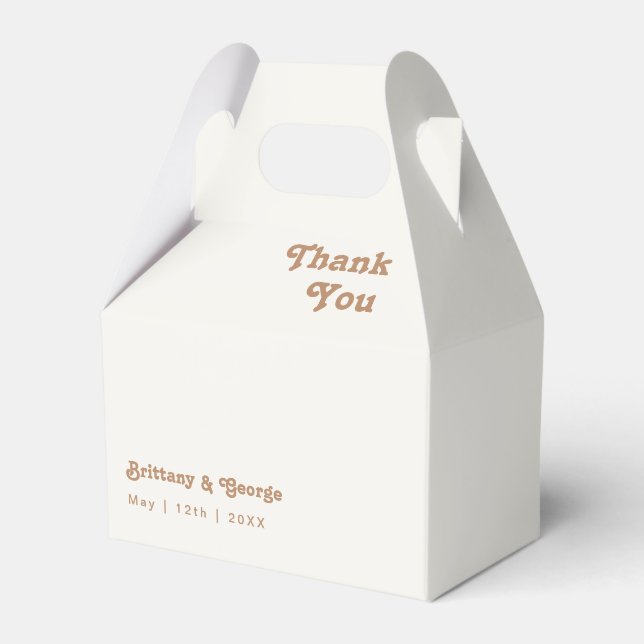 Retro Beach | Ivory Wedding Favour Box (Front Side)