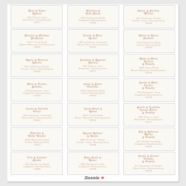 Retro Beach | Ivory Wedding Guest Address Sticker (Sheet)