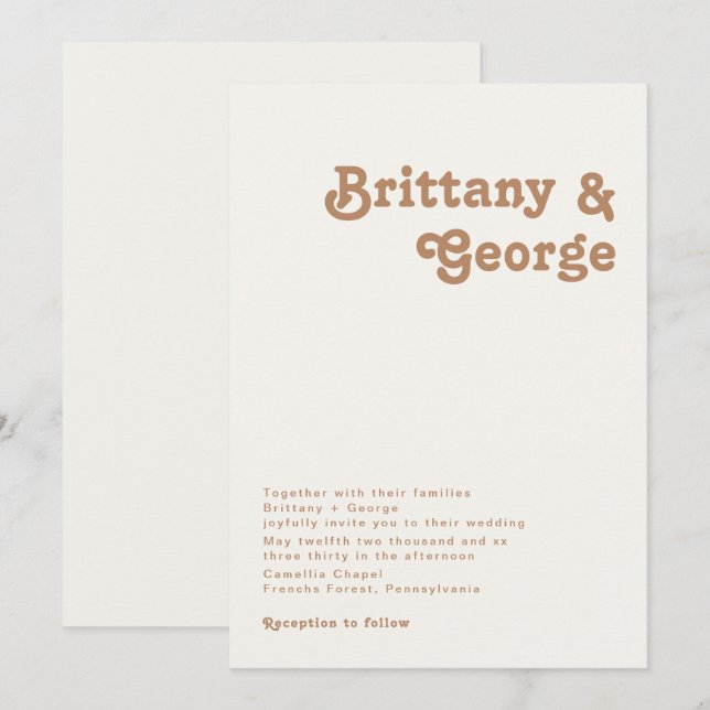 Retro Beach | Ivory Wedding Invitation (Front/Back)