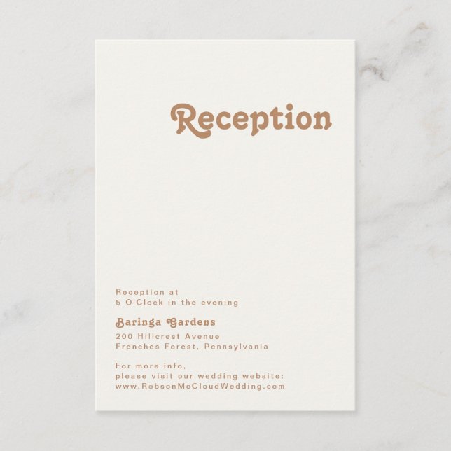 Retro Beach | Ivory Wedding Reception Card (Front)