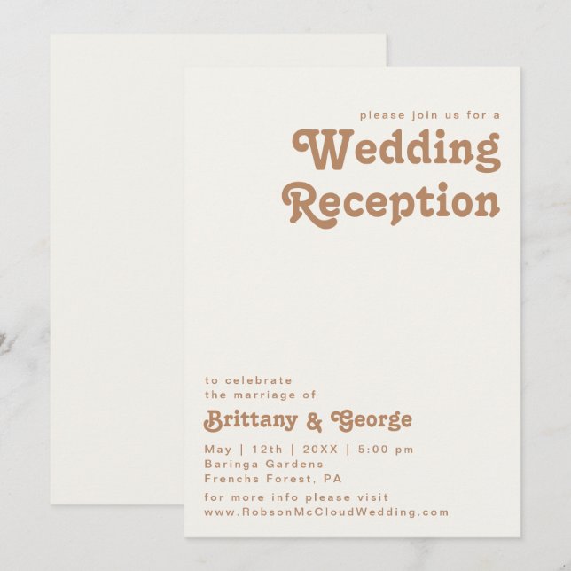 Retro Beach | Ivory Wedding Reception Invitation (Front/Back)