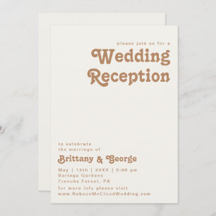 Retro Beach   Ivory Wedding Reception Invitation