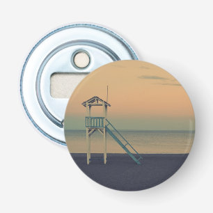 Retro Beach Lifeguard Tower Sunset Bottle Opener