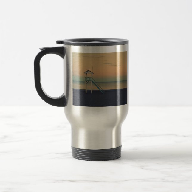 Retro Beach Lifeguard Tower Sunset Photo Travel Mug (Left)
