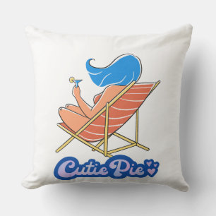 Retro Beach Lounge Woman Cutie Pie Cushion