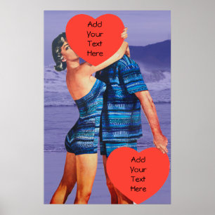 Retro Beach Lovers Poster