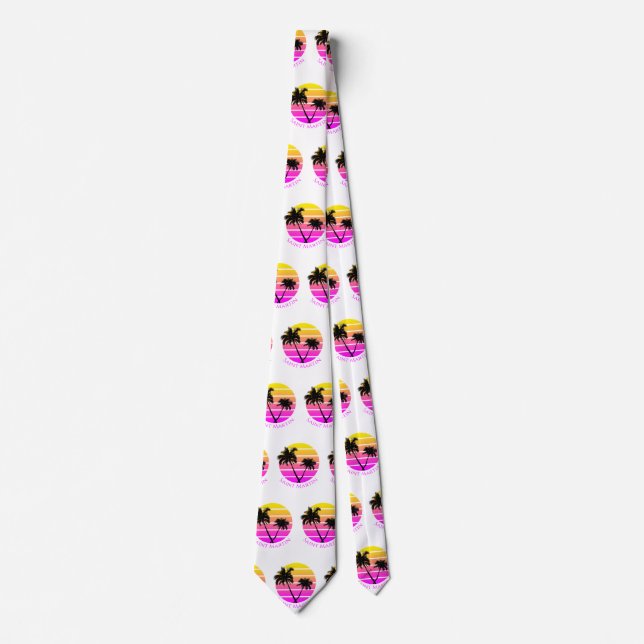 Retro Beach Palm Trees Saint Martin Tie (Front)